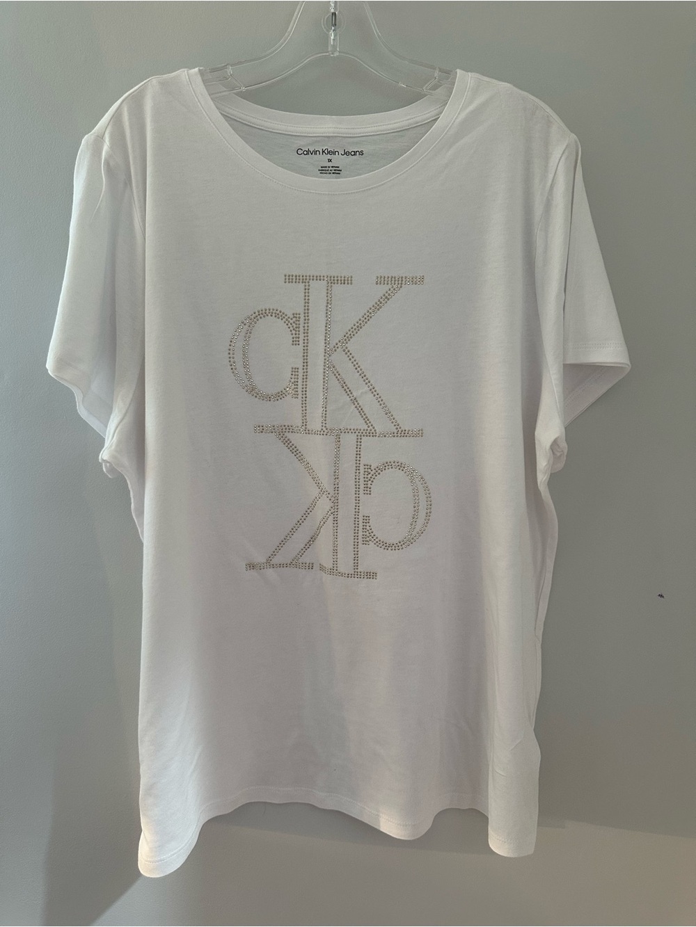 Calvin Klein Jeans White Studded Logo Tee